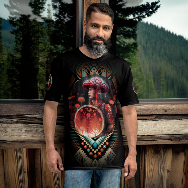 All Over T-Shirt showcasing Amanita muscaria design from Amanita Collection.